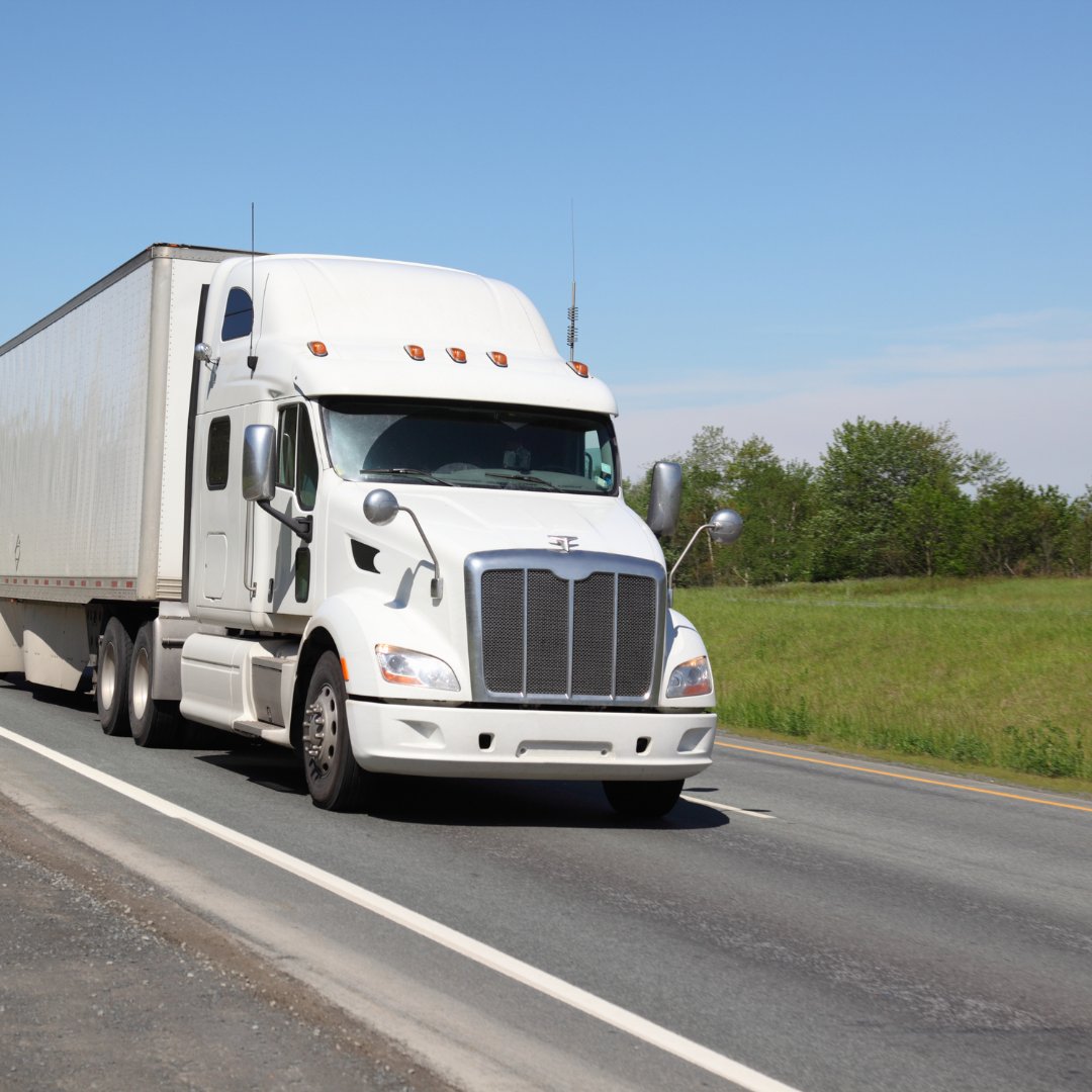 HYVE-partnered long-haul truck rolling down the highway